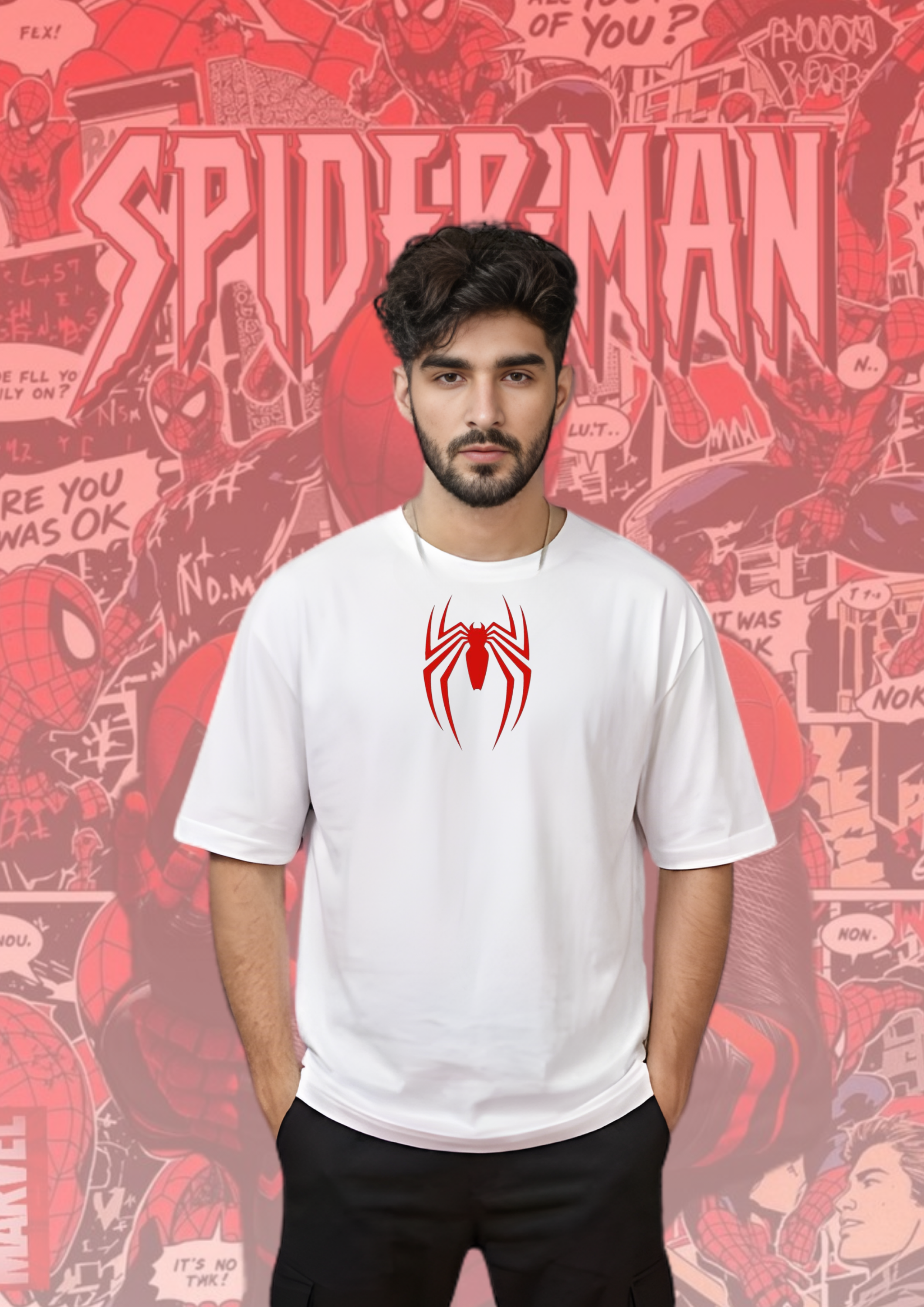Spiderman white oversized tshirt