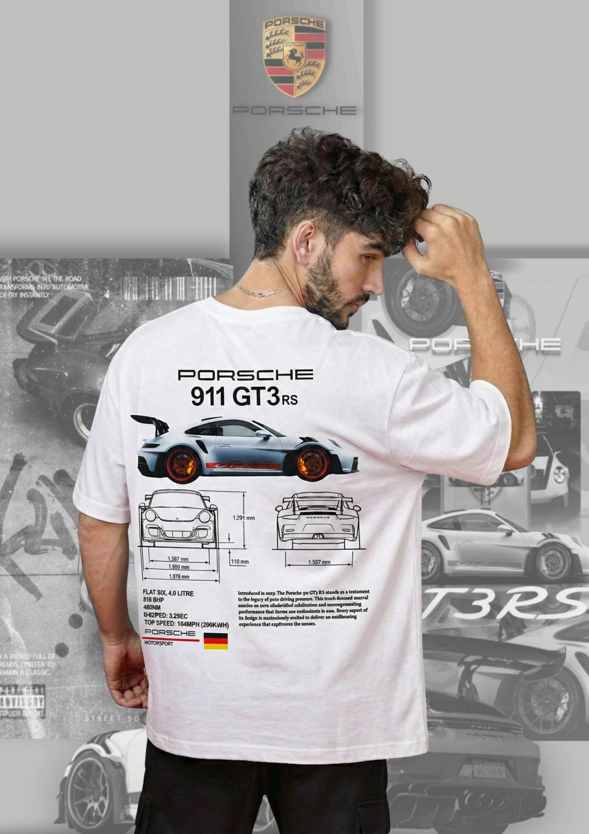 PORSCHE GT3 rs oversized white