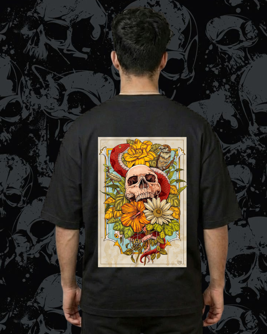 oversized skull printed tshirt