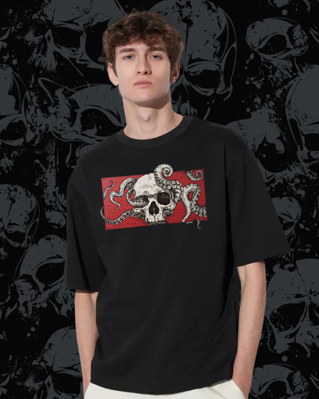 oversized skull printed tshirt