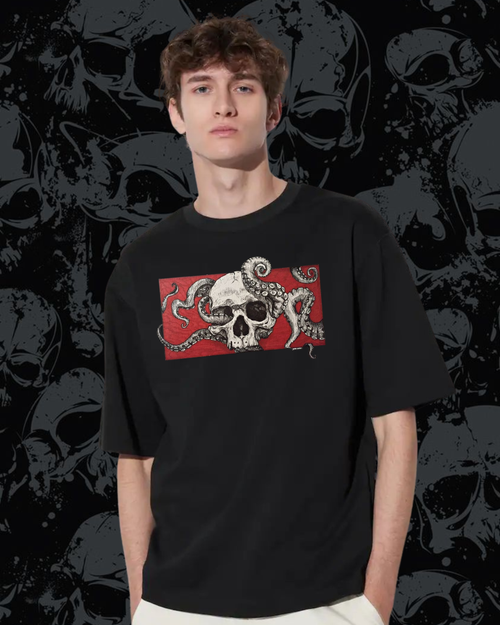 oversized skull printed tshirt
