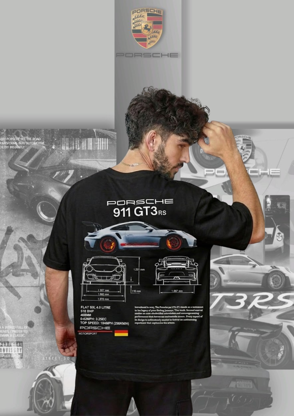 PORSCHE GT3 rs Black oversized